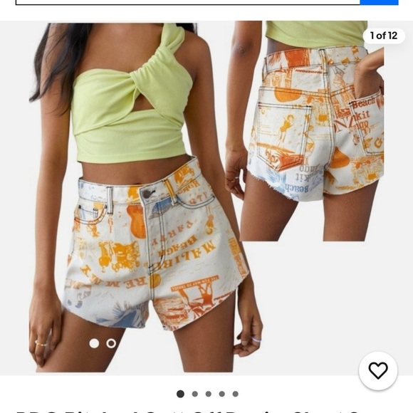 BDG URBAN OUTFITTERS GRAPHIC Malibu beach denim shorts! Button! Size 31 - Picture 3 of 9